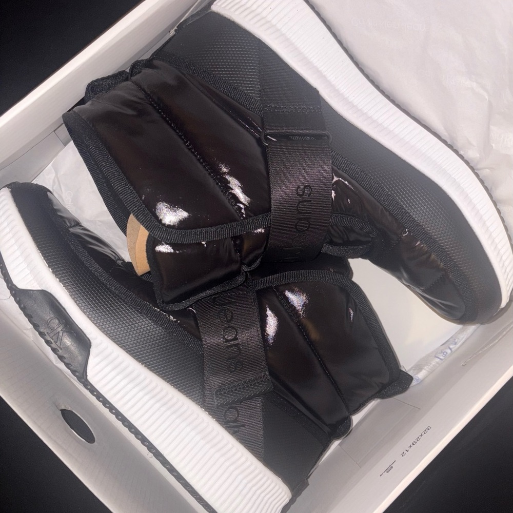 Calvin Klein Black and White Women's High Top Sneakers